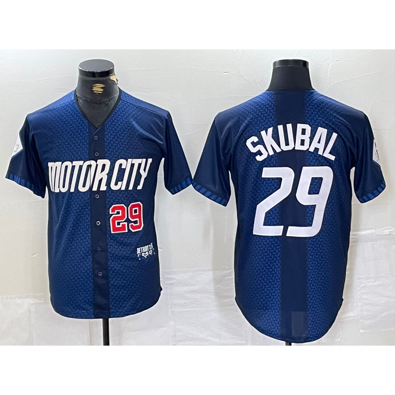 Detroit Tigers #29 Tarik Skubal Number 2024 Navy JEROMEN City Connect Cool Base Limited Stitched Jersey