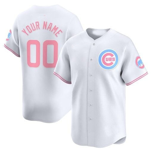 Custom Chicago Cubs Bubblegum Pink Vapor Premier Limited Jersey ¨C White JEROMEN