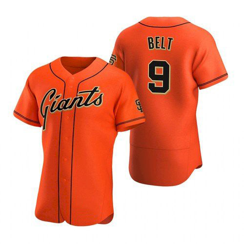 San Francisco Giants #9 Brandon Belt Orange JEROMEN Alternate Jersey
