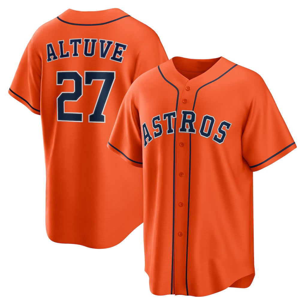 Houston Astros #27 Jose Altuve Orange JEROMEN Alternate Replica Player Name Jersey