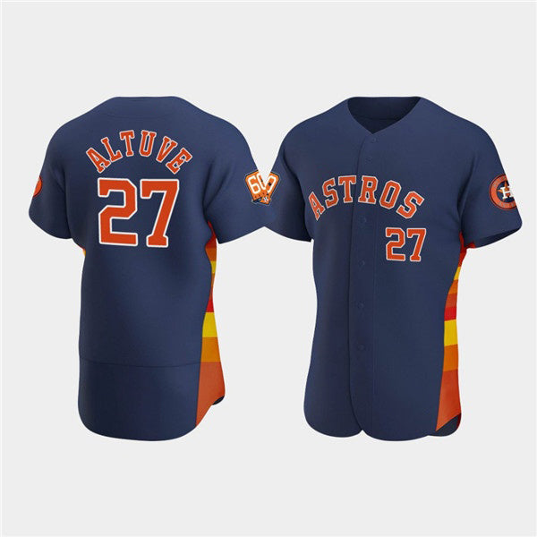 Houston Astros #27 Jose Altuve Navy JEROMEN 60th Anniversary Flex Base Stitched Jersey