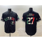 Houston Astros #27 Jose Altuve Black JEROMEN Mexico With World Serise Champions Patch Cool Base Stitched Jersey 2