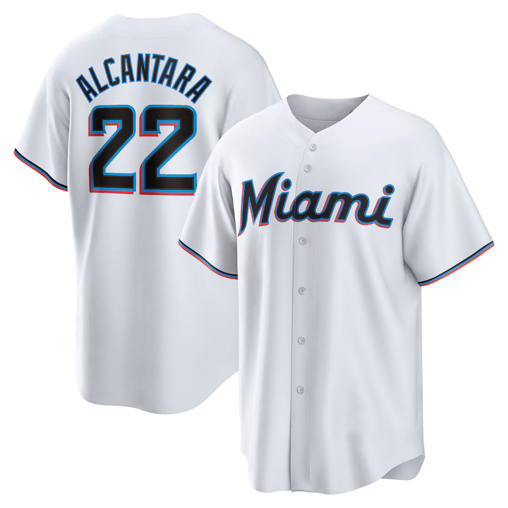 Miami Marlins #22 Sandy Alcantara White JEROMEN Replica Player Jersey