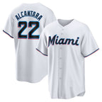 Miami Marlins #22 Sandy Alcantara White JEROMEN Replica Player Jersey