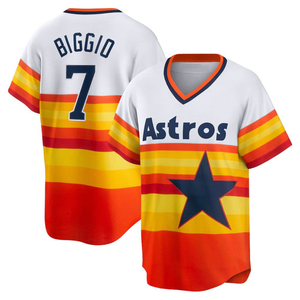 Houston Astros #7 Craig Biggio White JEROMEN Home Cooperstown Collection Player Jersey