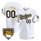 Custom Los Angeles Dodgers 2024 Spring Training Patch Vapor Premier Limited Jersey ¨C White Gold JEROMEN