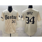 Boston Red Sox #34 David Ortiz Cream JEROMEN Gothic Vapor Limited Stitched Jersey