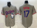 Los Angeles Dodgers #17 Shohei Ohtani Grey JEROMEN Hello Kitty Night 2025 World Series Champions Patch Stitched Jersey