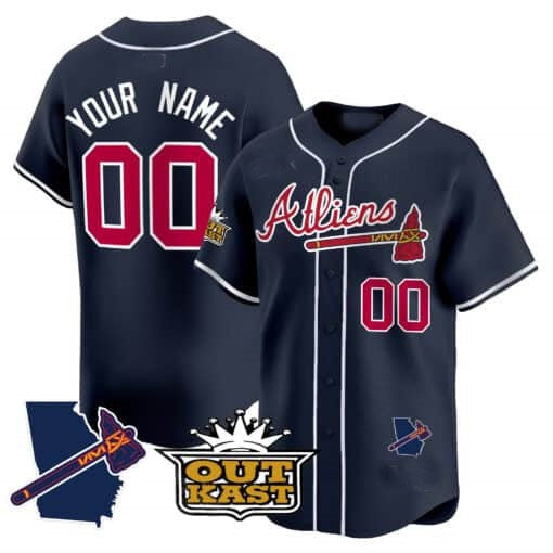 Custom Atlanta Braves Atliens Vapor Premier Limited Jersey V2 ¨C Navy JEROMEN