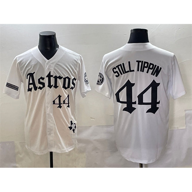 Houston Astros #44 Still Tippin White JEROMEN Gothic 'Houston Born Barrio Raised' Limited Stitched Jersey