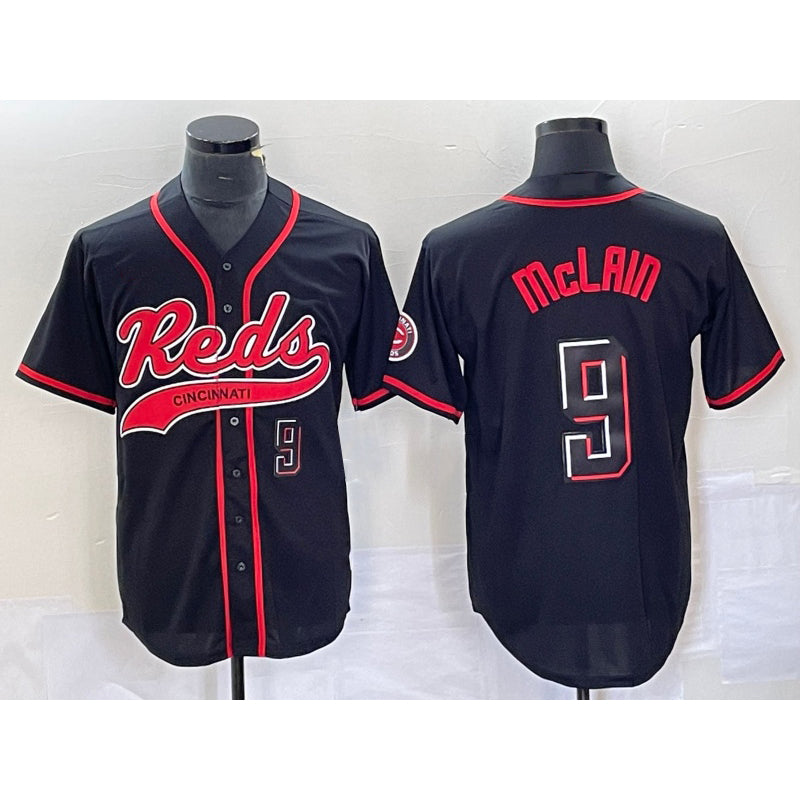 Cincinnati Reds #9 Matt McLain Number Black JEROMEN 2023 City Connect Cool Base Stitched Jerseys