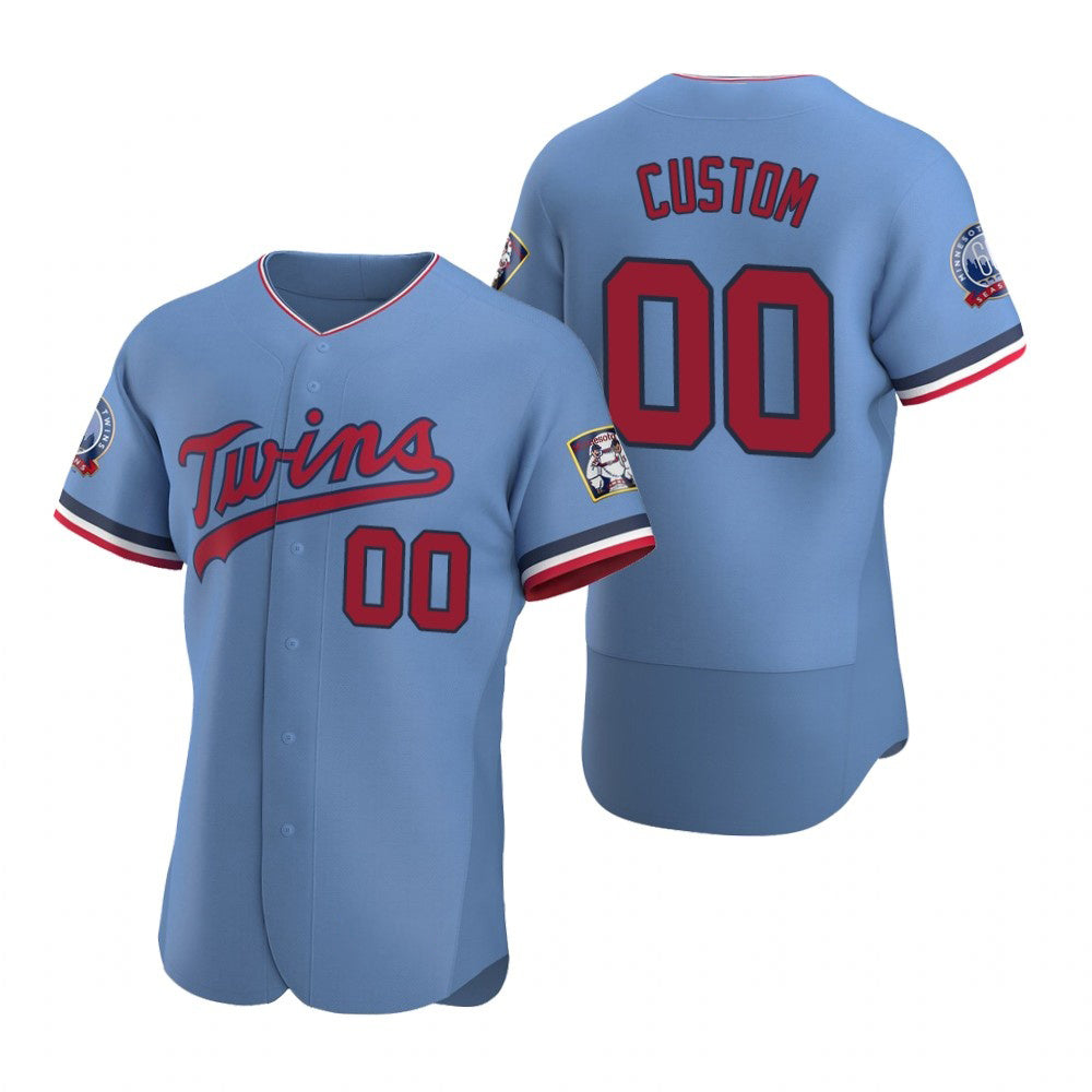 Custom Minnesota Twins Light Blue JEROMEN Stitched Flex Base Jersey