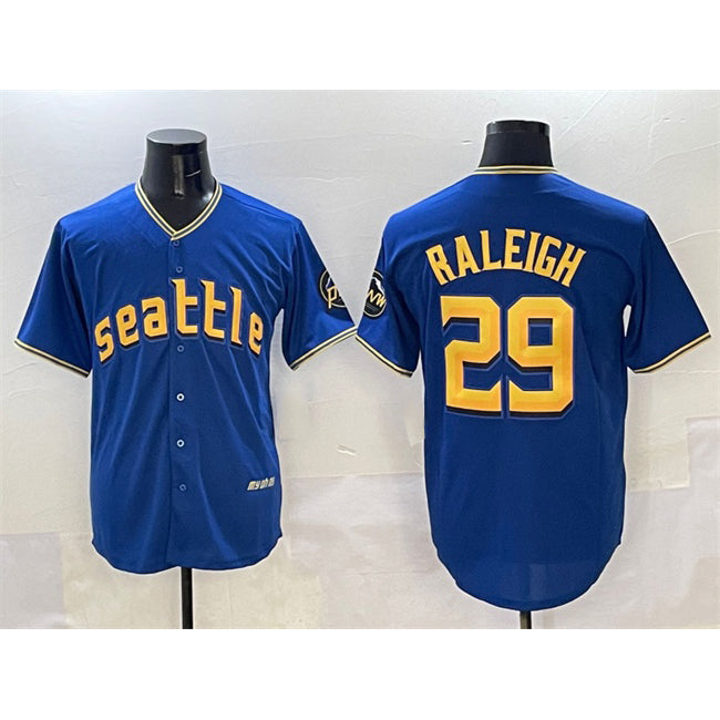 Seattle Mariners #29 Cal Raleigh Royal JEROMEN City Connect Cool Base Stitched Jersey