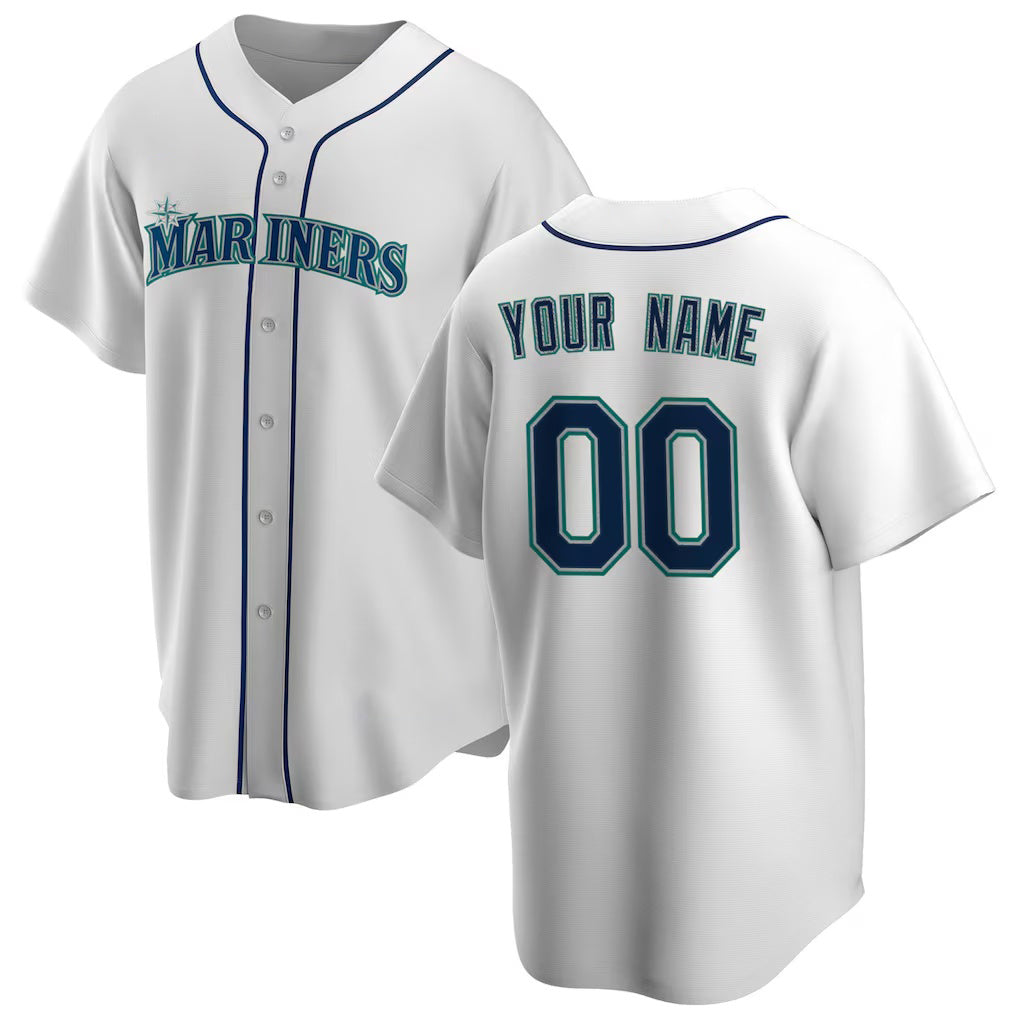 Custom Seattle Mariners White JEROMEN Home Replica Jersey