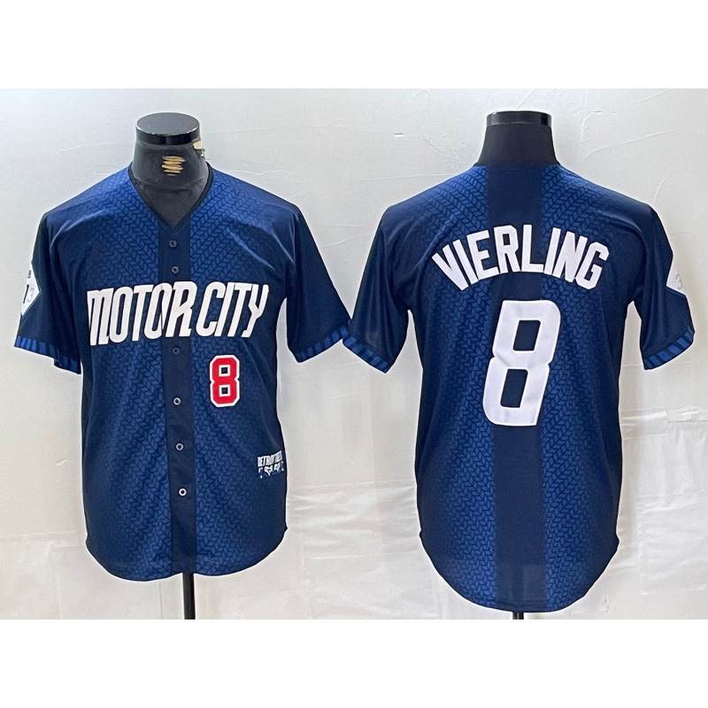 Detroit Tigers #8 Matt Vierling Number Navy JEROMEN 2024 City Connect Cool Base Limited Stitched Jersey