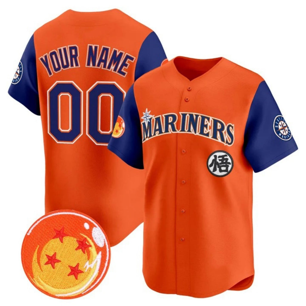 Custom Seattle Mariners x Dragon Ball Royal Orange JEROMEN Vapor Premier Limited Jersey - All Stitched