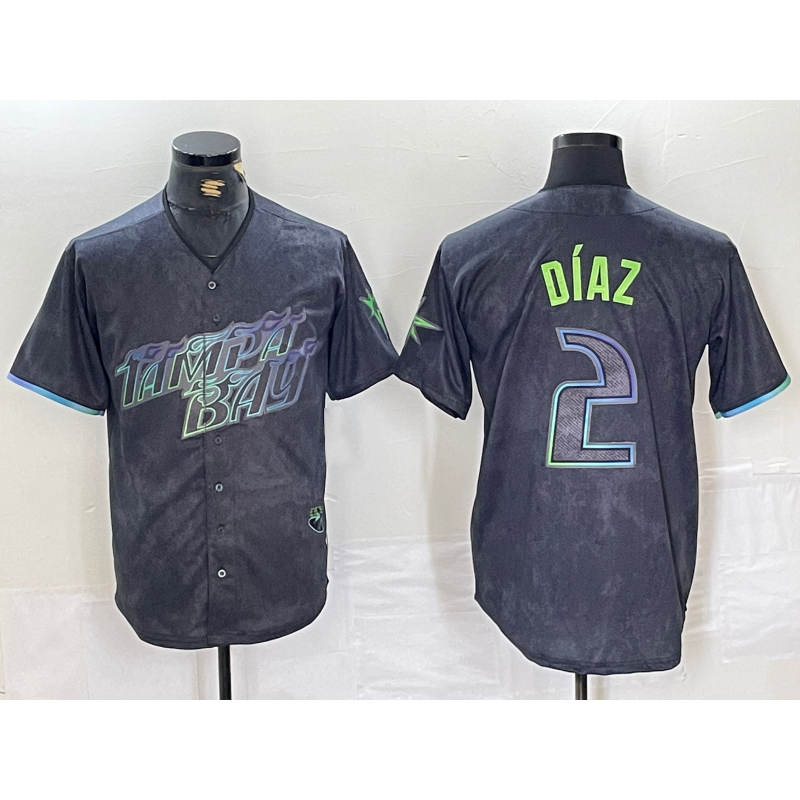 Tampa Bay Rays #2 Yandy Diaz Charcoal JEROMEN 2024 City Connect Limited Stitched Jersey