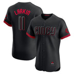 Cincinnati Reds #11 Barry Larkin Black JEROMEN City Connect Elite Jersey