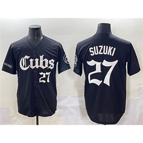 Chicago Cubs #27 Seiya Suzuki Black JEROMEN 'Gothic North Side Edition' Vapor Premier Limited Stitched Jersey