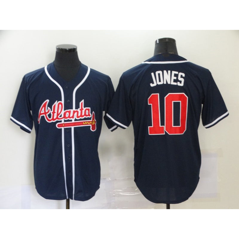 Atlanta Braves #10 Chipper Jones Navy Blue JEROMEN Stitched Cool Base Jersey
