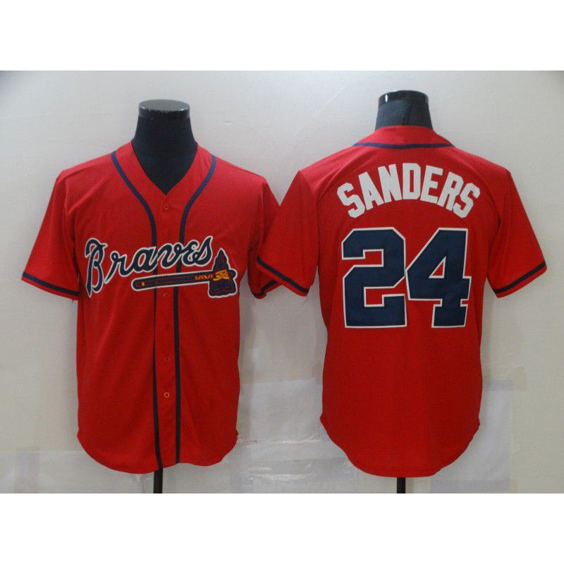 Atlanta Braves #24 Deion Sanders Red JEROMEN Game Jerseys