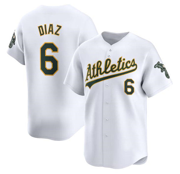 Oakland Athletics #6 Jordan Diaz White JEROMEN Home Limited Stitched Jersey