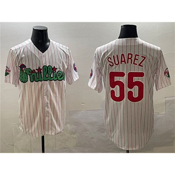 Philadelphia Phillies #55 Ranger Su¨¢rez White JEROMEN Phanatic Cool Base Stitched Jersey