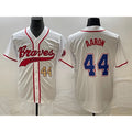 Atlanta Braves #44 Hank Aaron Number White JEROMEN Cool Base With Patch Stitched Jersey