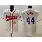 Atlanta Braves #44 Hank Aaron Number White JEROMEN Cool Base With Patch Stitched Jersey