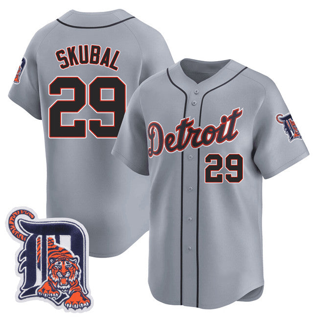 Detroit Tigers #29 Tarik Skubal Gray JEROMEN Logo Patch Vapor Premier Limited Stitched Jersey