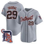 Detroit Tigers #29 Tarik Skubal Gray JEROMEN Logo Patch Vapor Premier Limited Stitched Jersey