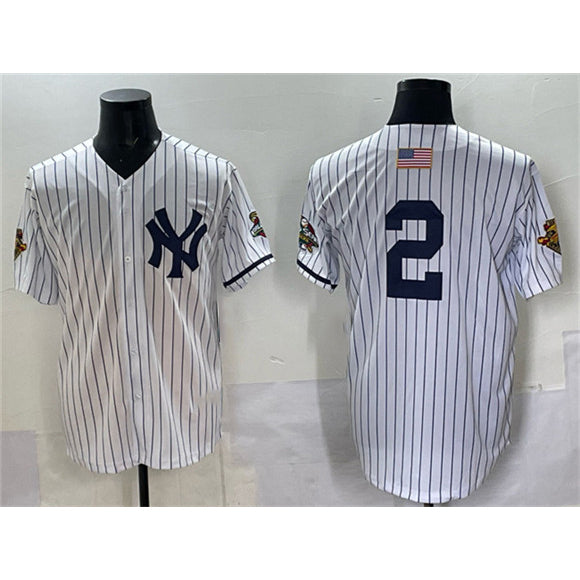 New York Yankees #2 Derek Jeter White JEROMEN Strip World Series Limited Stitched Jersey
