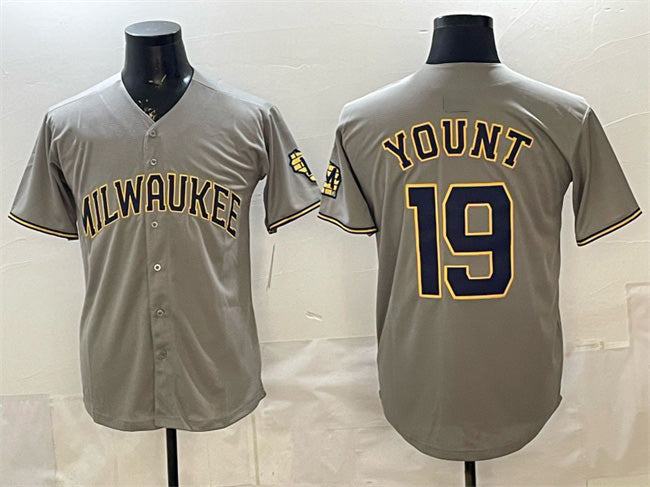 Milwaukee Brewers #19 Robin Yount Grey JEROMEN Home Limited Stitched Jersey