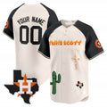Custom Houston Astros Cactus Jack Patch Vapor Premier Limited Jersey V9 ¨C Cream Black JEROMEN