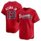 Atlanta Braves #13 JEROMENld Acu?a Jr. Red JEROMEN Alternate Limited Player Jersey