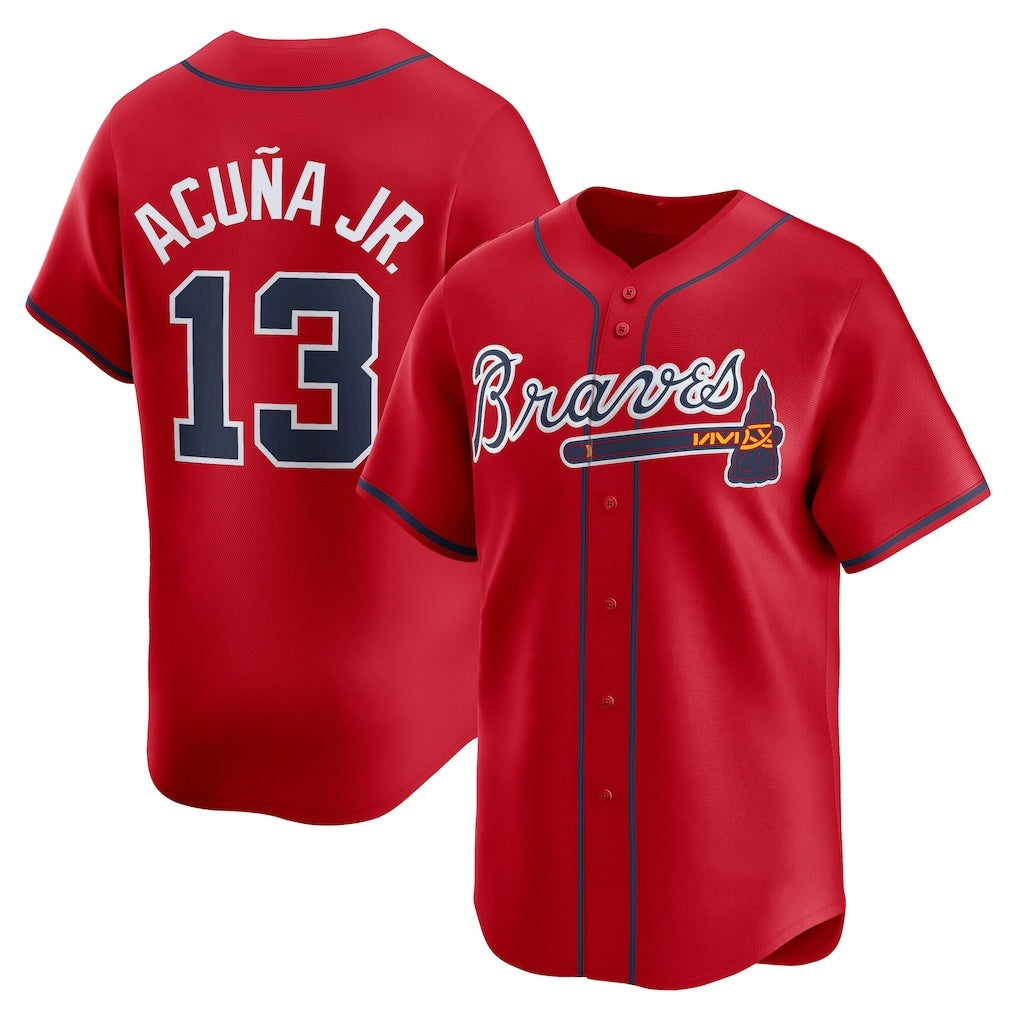 Atlanta Braves #13 JEROMENld Acu?a Jr. Red JEROMEN Alternate Limited Player Jersey
