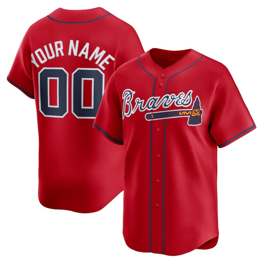 Custom Atlanta Braves Red JEROMEN Alternate Limited Jersey