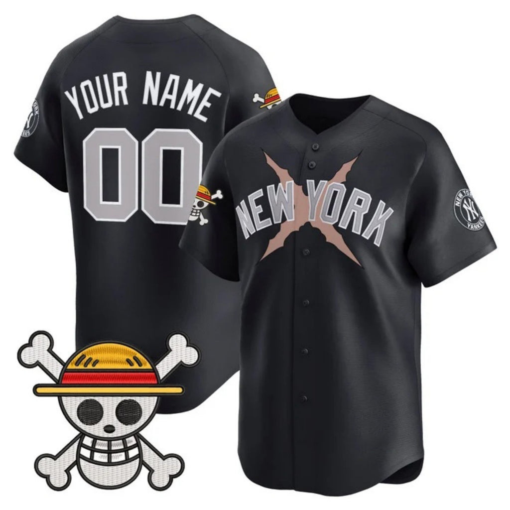 Custom New York Yankees x One Piece Navy JEROMEN Vapor Premier Limited Jersey - Stitched