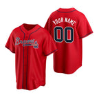 Custom Atlanta Braves Red JEROMEN 2020 Stitched Cool Base Jersey