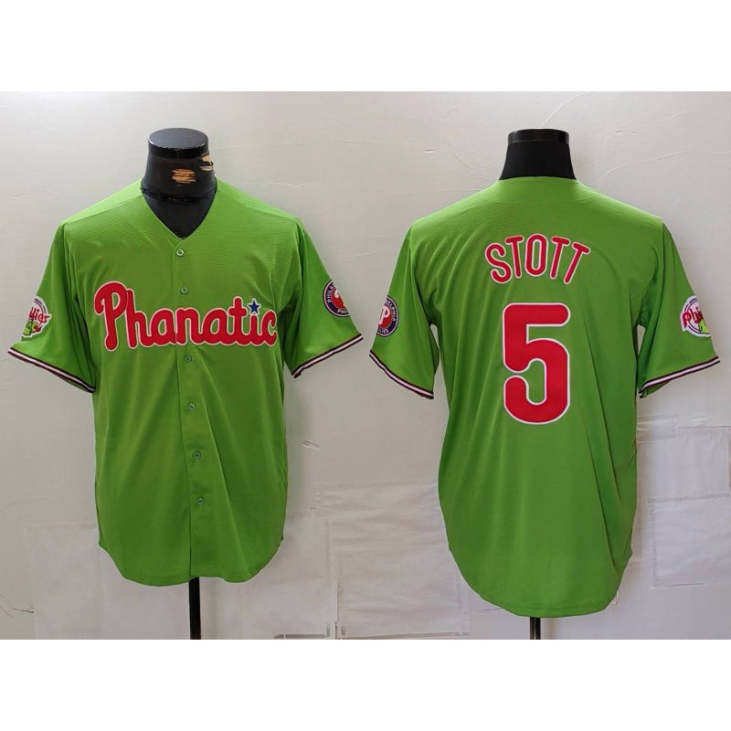 Philadelphia Phillies #5 Bryson Stott Green JEROMEN With Patch Stitched Cool Base Jersey