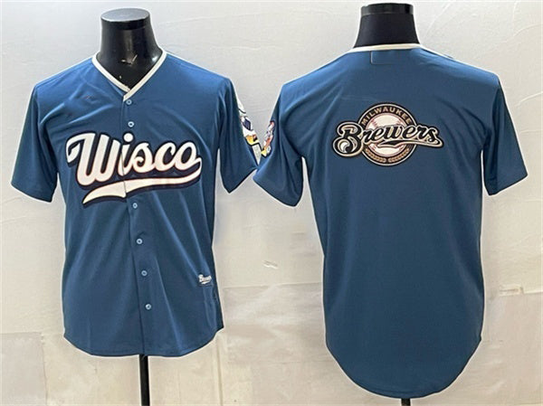 Milwaukee Brewers Team Big Logo Mineral Blue JEROMEN 2026 City Connect Stadium Stitched Jersey