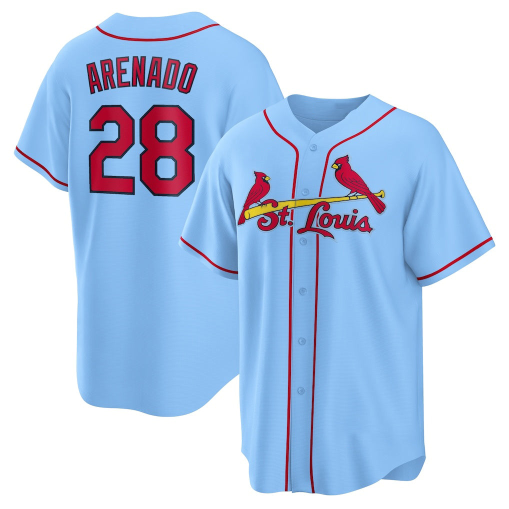St. Louis Cardinals #28 Nolan Arenado Light Blue JEROMEN Alternate Official Replica Player Jersey