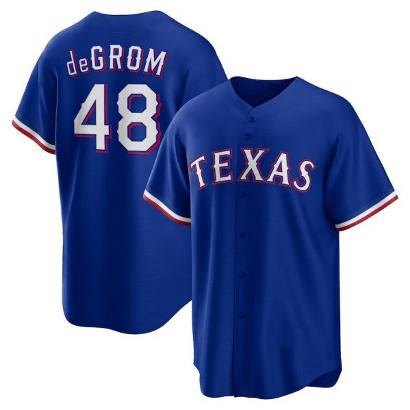 Texas Rangers #48 Jacob deGrom Royal JEROMEN Cool Base Stitched Jersey