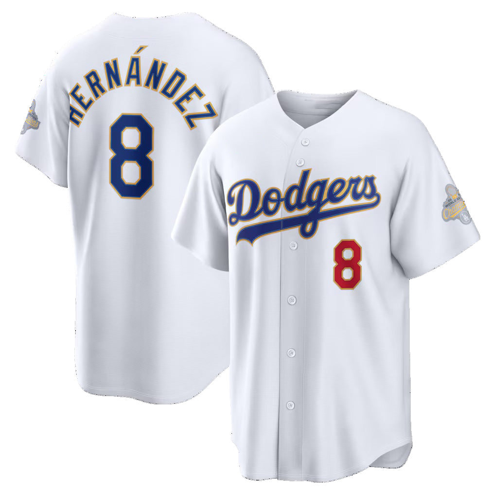Los Angeles Dodgers #8 Enrique Hern¨¢ndez White JEROMEN 2026 Gold Collection Stadium Jersey