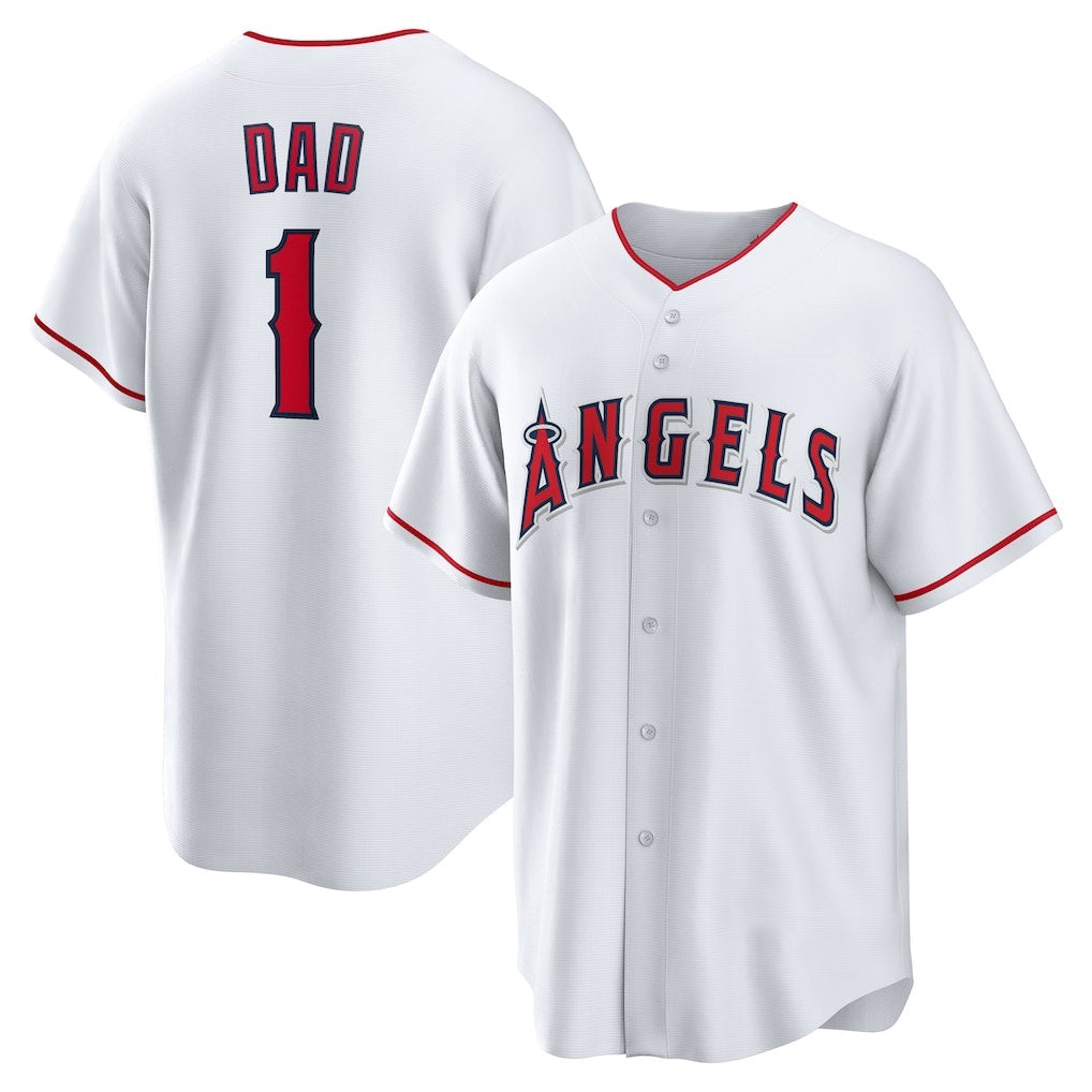 Los Angeles Angels #1 Dad White JEROMEN Home Replica Jersey