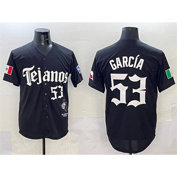 Texas Rangers #53 Adolis Garc¨ªa Black JEROMEN Mexico 2025 Vapor Premier Limited Stitched Jersey