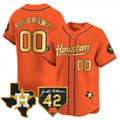 Custom Houston Astros 2024 Jackie Robinson Patch Vapor Premier Limited Jersey ¨C Orange JEROMEN