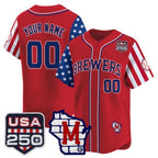 Custom Milwaukee Brewers America 250 Edition Vapor Premier Limited Red JEROMEN Stitched Jerseys