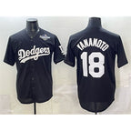 Los Angeles Dodgers #18 Yoshinobu Yamamoto Black JEROMEN 2025 World Series Patch Cool Base Stitched Jersey