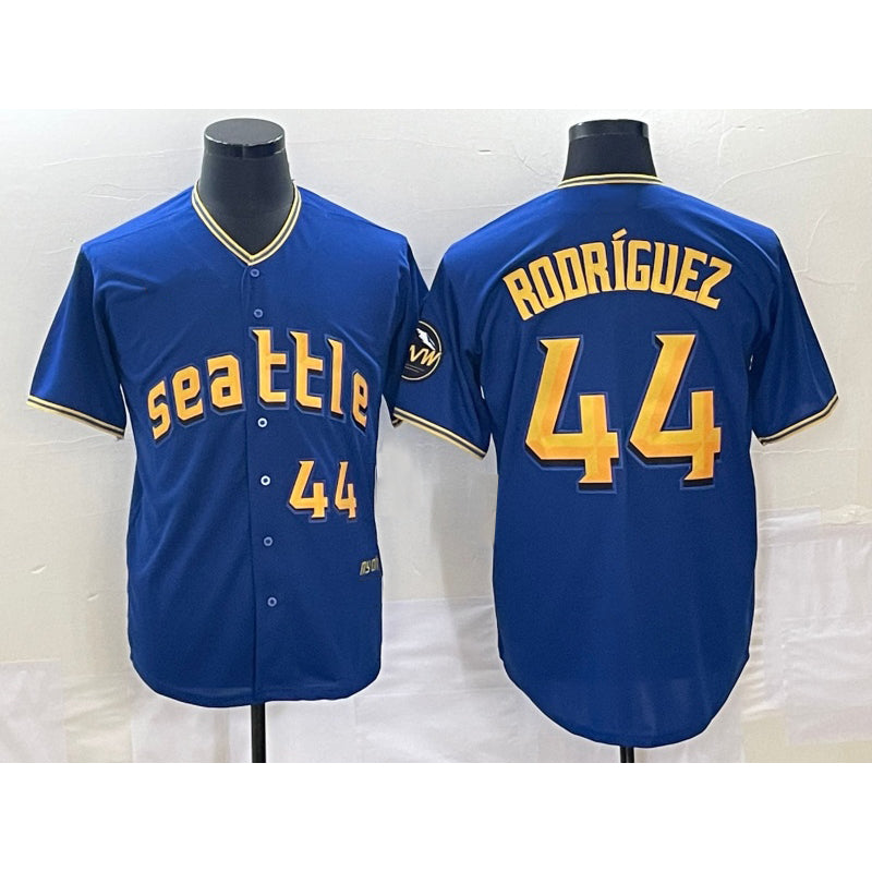 Seattle Mariners #44 Julio Rodriguez Number Blue JEROMEN 2023 City Connect Cool Base Stitched Jersey